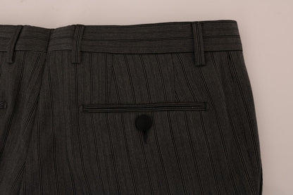 Graue gestreifte formelle Hose aus Wolle