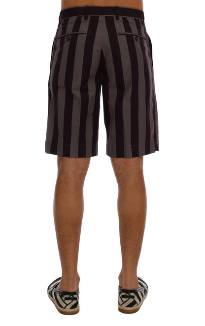 Grau lila gestreifte Baumwollshorts