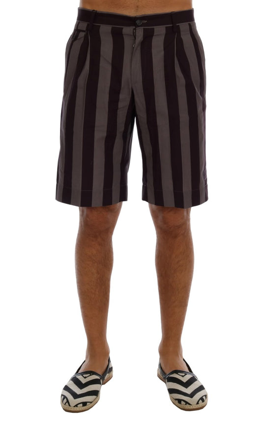 Grau lila gestreifte Baumwollshorts