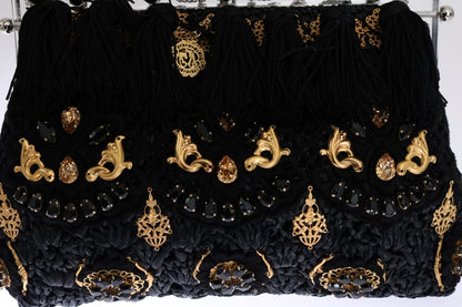 Schwarz Quaste Gold Barock Kristall VANDA Tasche