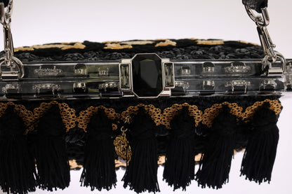 Schwarz Quaste Gold Barock Kristall VANDA Tasche