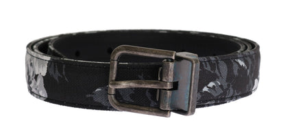 Schwarzer Cayman Leinen Ledergürtel
