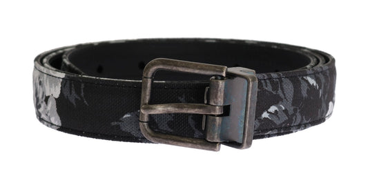 Schwarzer Cayman Leinen Ledergürtel