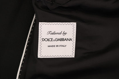 Schwarzer doppelreihiger Slim Fit Anzug aus Wolle
