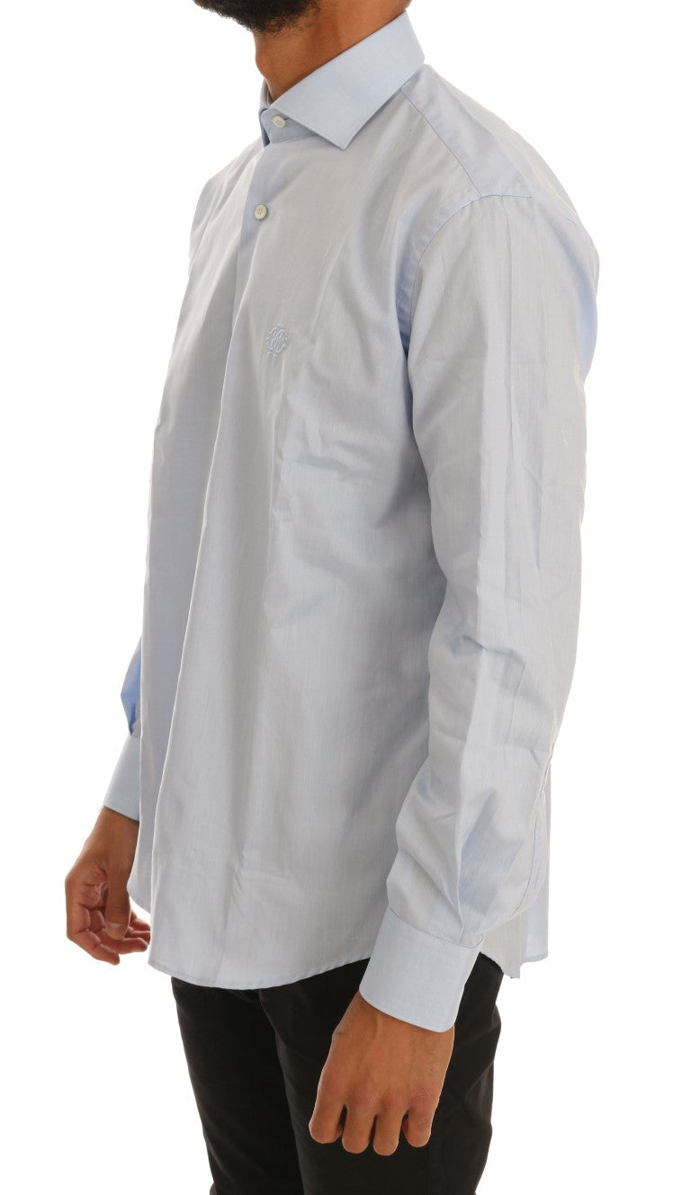 Hellblaues Slim Fit Hemd aus Baumwolle