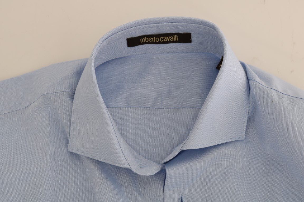 Hellblaues Slim Fit Hemd aus Baumwolle