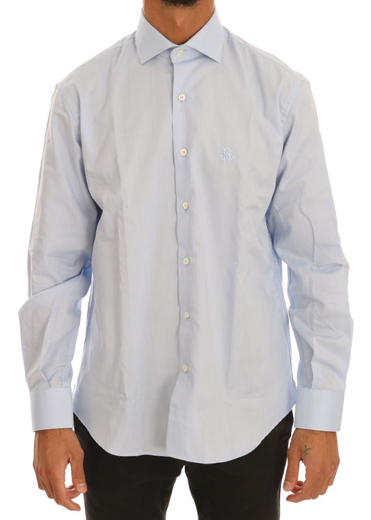 Hellblaues Slim Fit Hemd aus Baumwolle