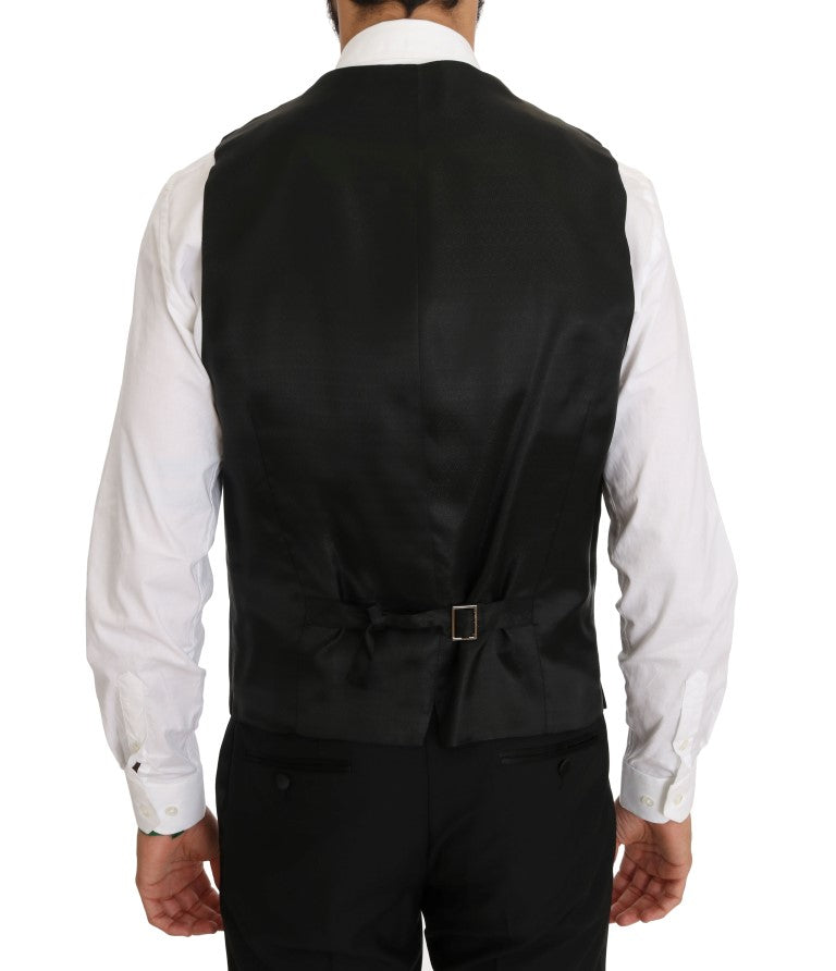 Schwarzer Wolle Seide Saxophon Slim Fit Anzug