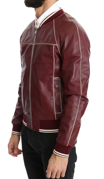 Bordeaux Lammfell Bomberjacke genäht