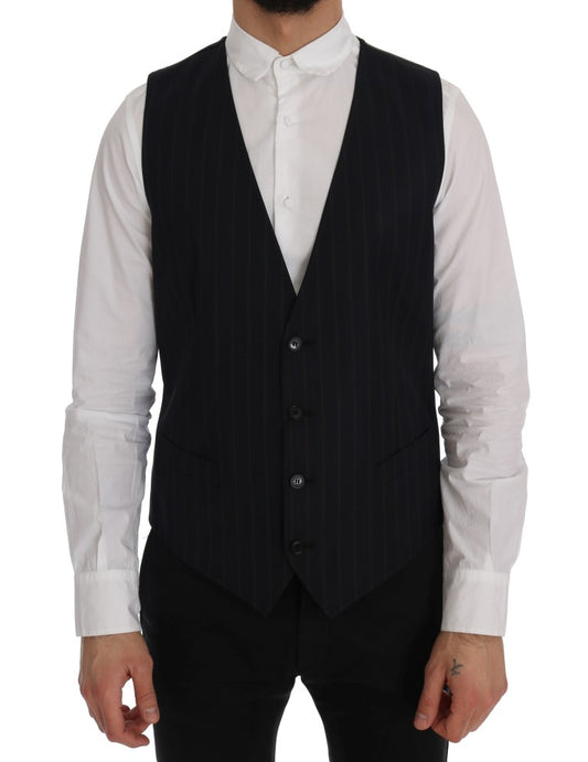Blaue Woll-Stretch-Weste