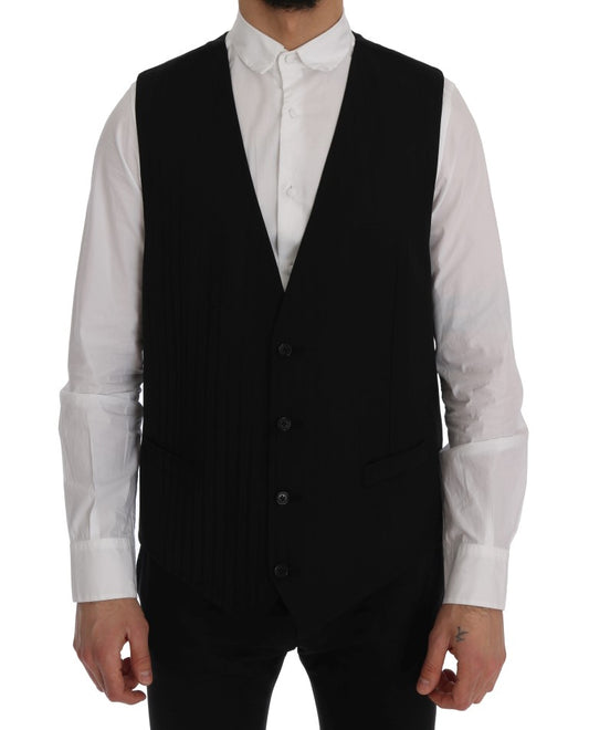 Schwarze STAFF Wool-Stretch-Weste