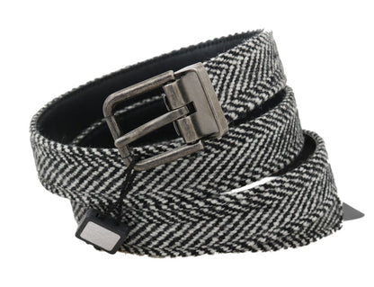 Schwarzer weißer Chevron-Woll-Ledergürtel