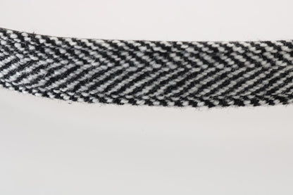 Schwarzer weißer Chevron-Woll-Ledergürtel