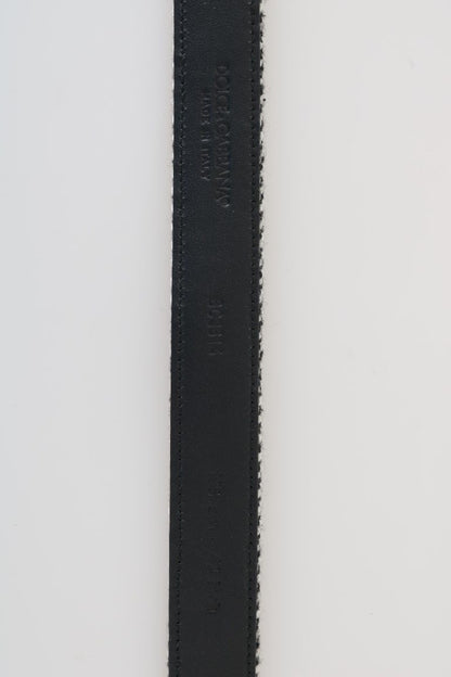 Schwarzer weißer Chevron-Woll-Ledergürtel