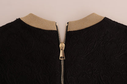 Schwarzer Märchen-Brokat-Reißverschluss-Pullover