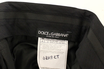 Schwarze Stretch-Faltenhose aus Wolle