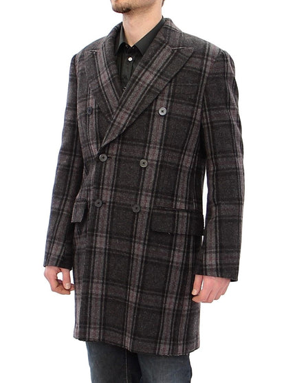 Grauer doppelreihiger Mantel Jacke