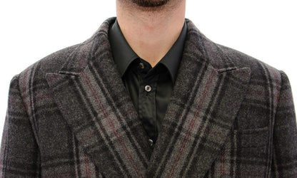 Grauer doppelreihiger Mantel Jacke