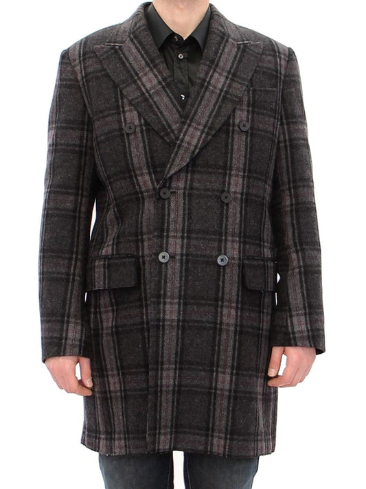 Grauer doppelreihiger Mantel Jacke