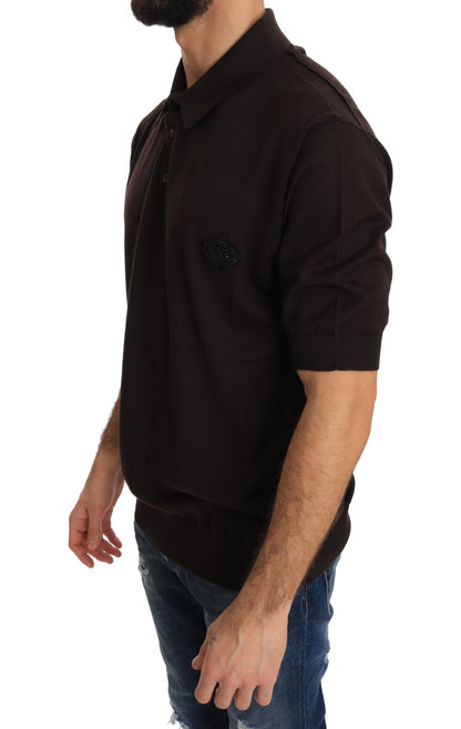 Braunes Polo-T-Shirt mit kurzen Ärmeln