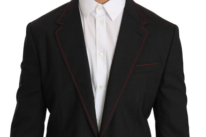 Graue schlanke Blazerjacke aus Wolle