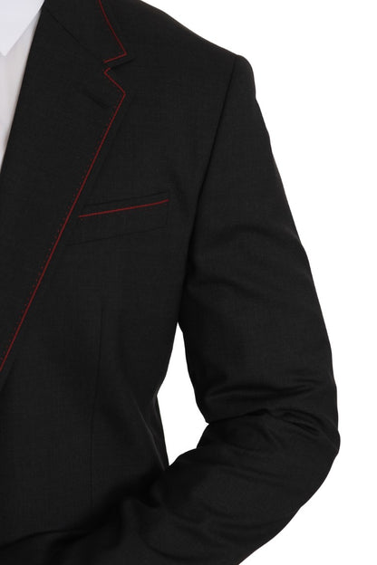 Graue schlanke Blazerjacke aus Wolle
