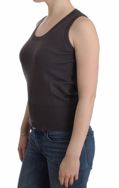 Braunes Strick-Tanktop