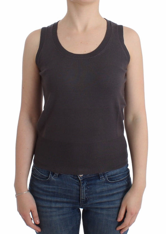 Braunes Strick-Tanktop