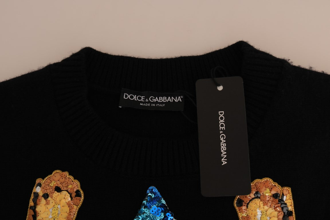 Fairy Tale Crystal Schwarzer Kaschmirpullover