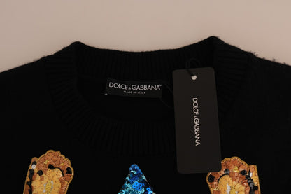 Fairy Tale Crystal Schwarzer Kaschmirpullover