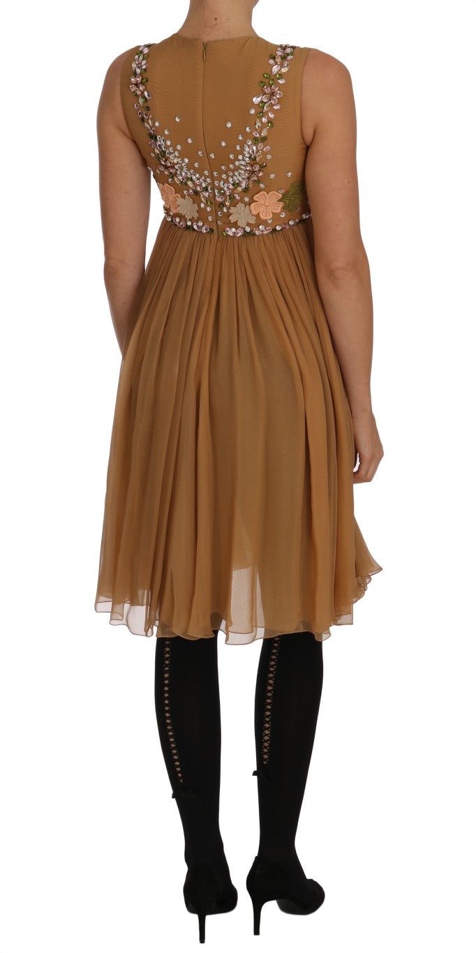 A-Linien-Kleid aus goldener Kristallseide