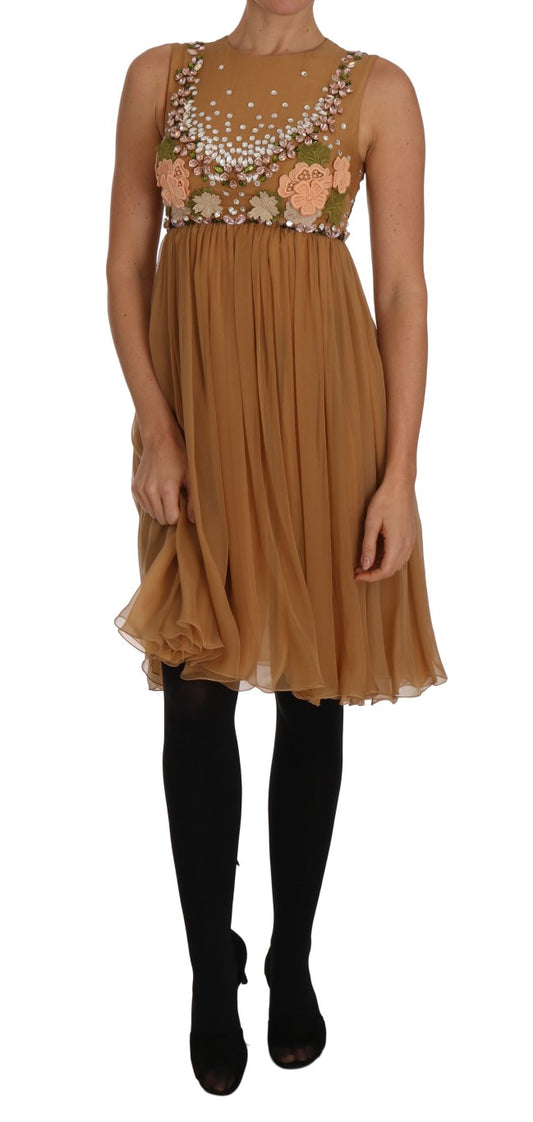 A-Linien-Kleid aus goldener Kristallseide