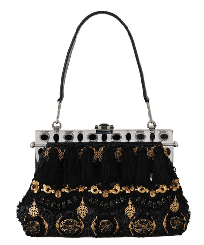 VANDA Schwarz Kristall Quaste Gold Charms Party Tasche