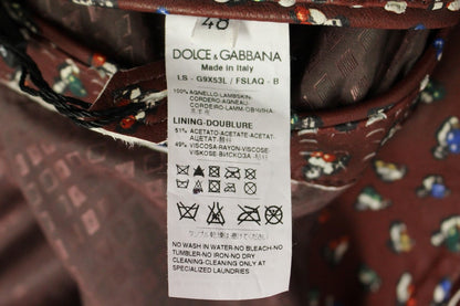 Bordeaux Leder Boxer Print Jacke Mantel