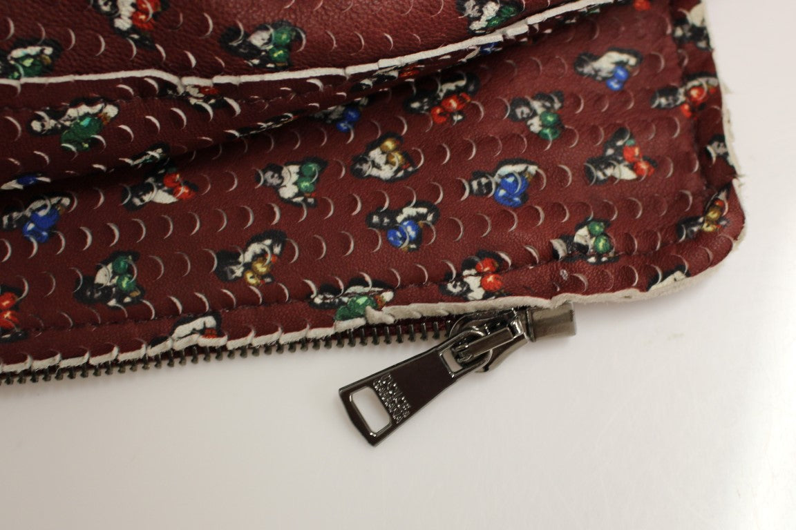 Bordeaux Leder Boxer Print Jacke Mantel