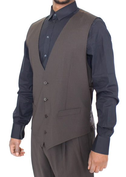 Braun gestreiftes Stretch-Kleid Vest