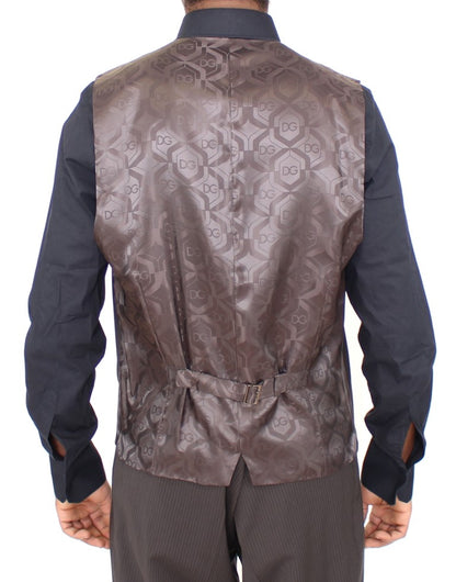 Braun gestreiftes Stretch-Kleid Vest