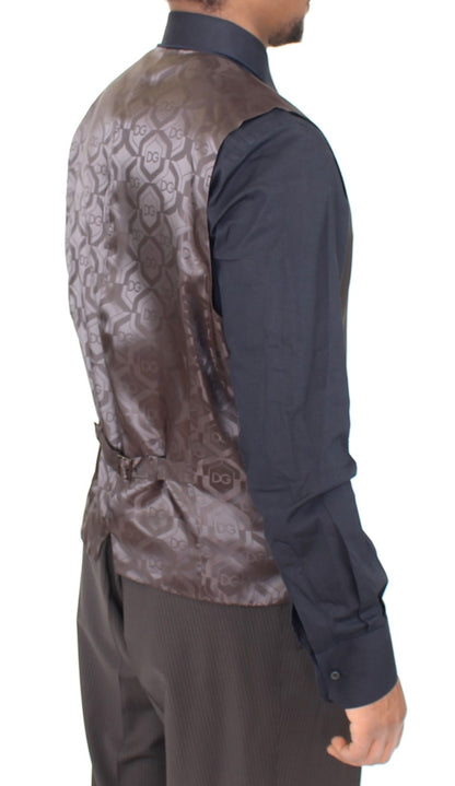 Braun gestreiftes Stretch-Kleid Vest
