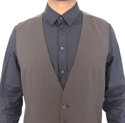Braun gestreiftes Stretch-Kleid Vest