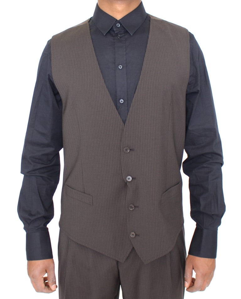 Braun gestreiftes Stretch-Kleid Vest