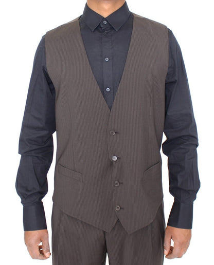 Braun gestreiftes Stretch-Kleid Vest