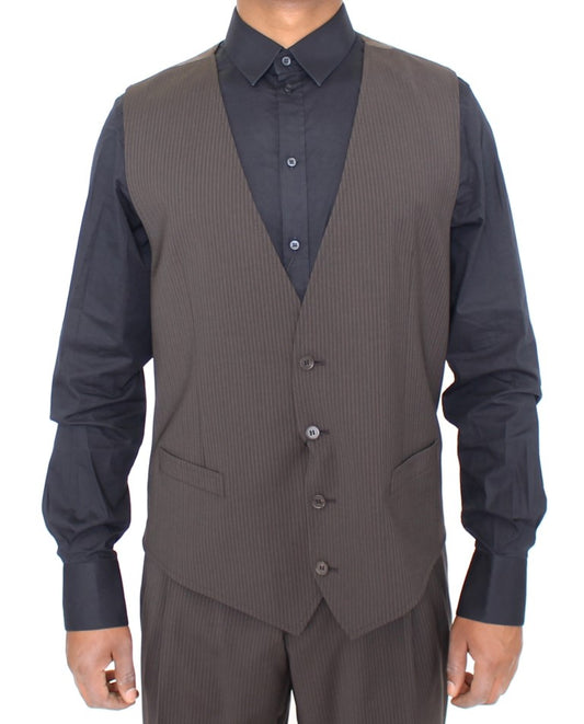 Braun gestreiftes Stretch-Kleid Vest