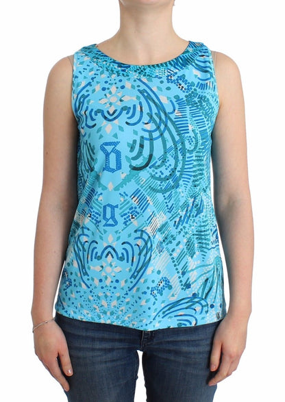 Blau bedrucktes Tank-Top
