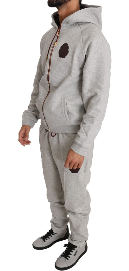 Grauer Baumwollpullover Hose Trainingsanzug