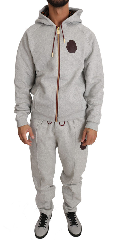 Grauer Baumwollpullover Hose Trainingsanzug