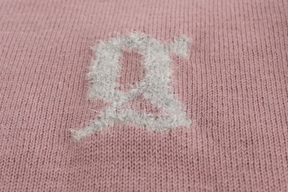 Lila Wollstrickjacke mit V-Ausschnitt