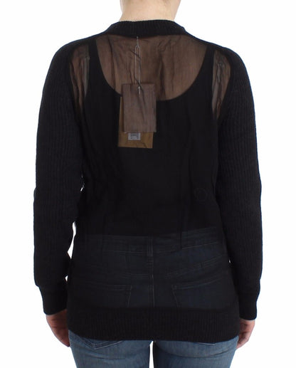 Schwarze Wollstrickjacke