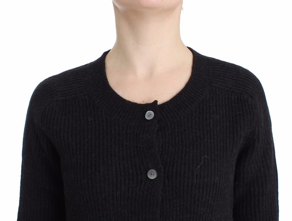 Schwarze Wollstrickjacke