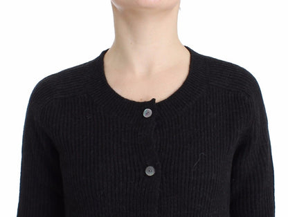 Schwarze Wollstrickjacke