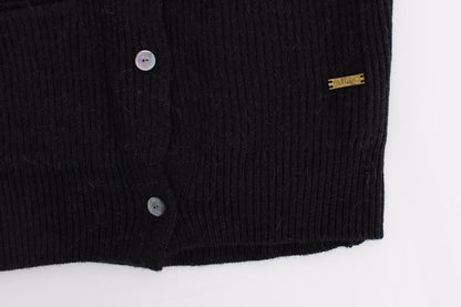 Schwarze Wollstrickjacke